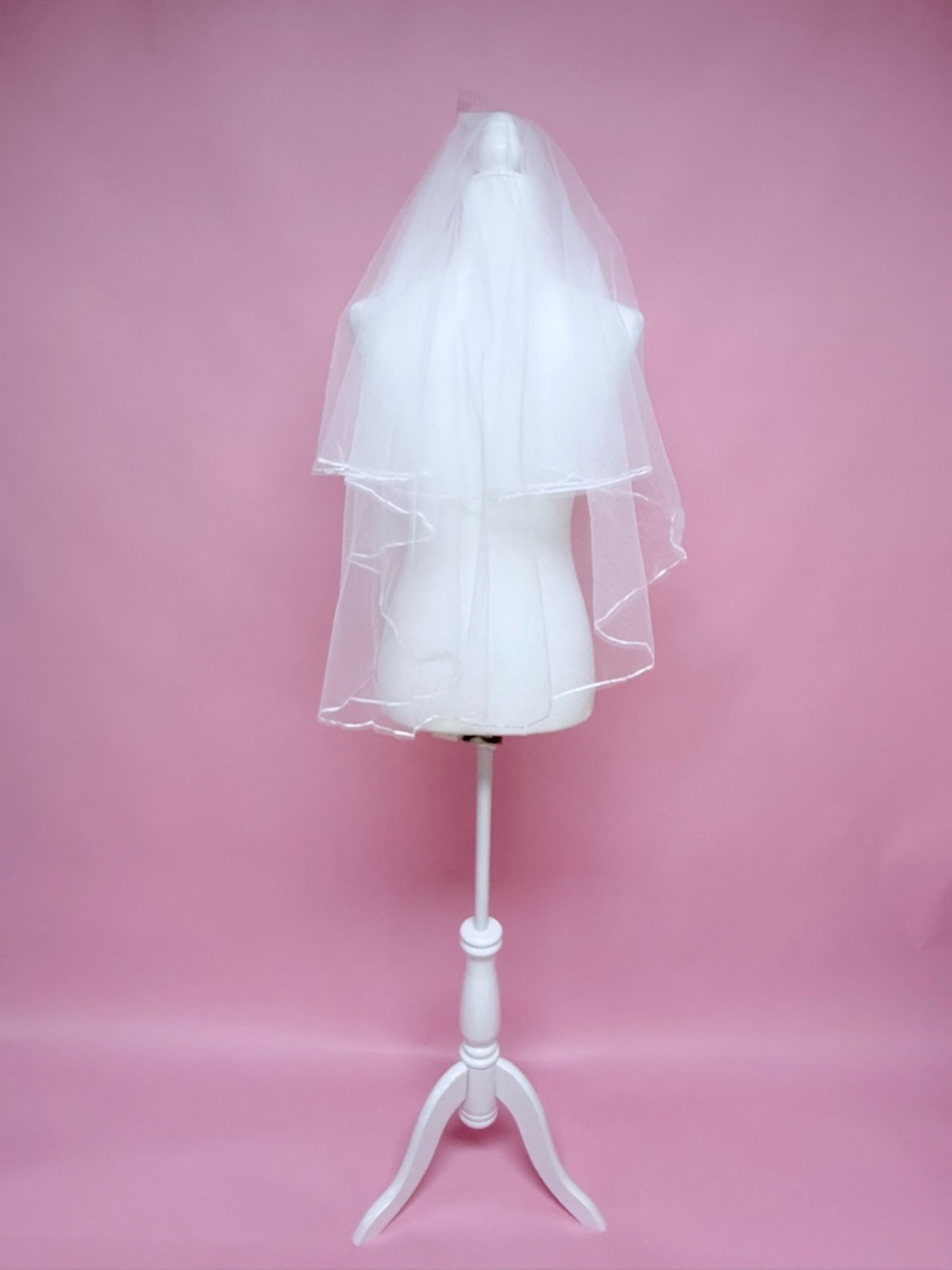 Set of Two White Two-Tier Bridal Veils